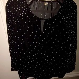 OLD NAVY BLACK SEMI SHEER BLOUSE MEDIUM